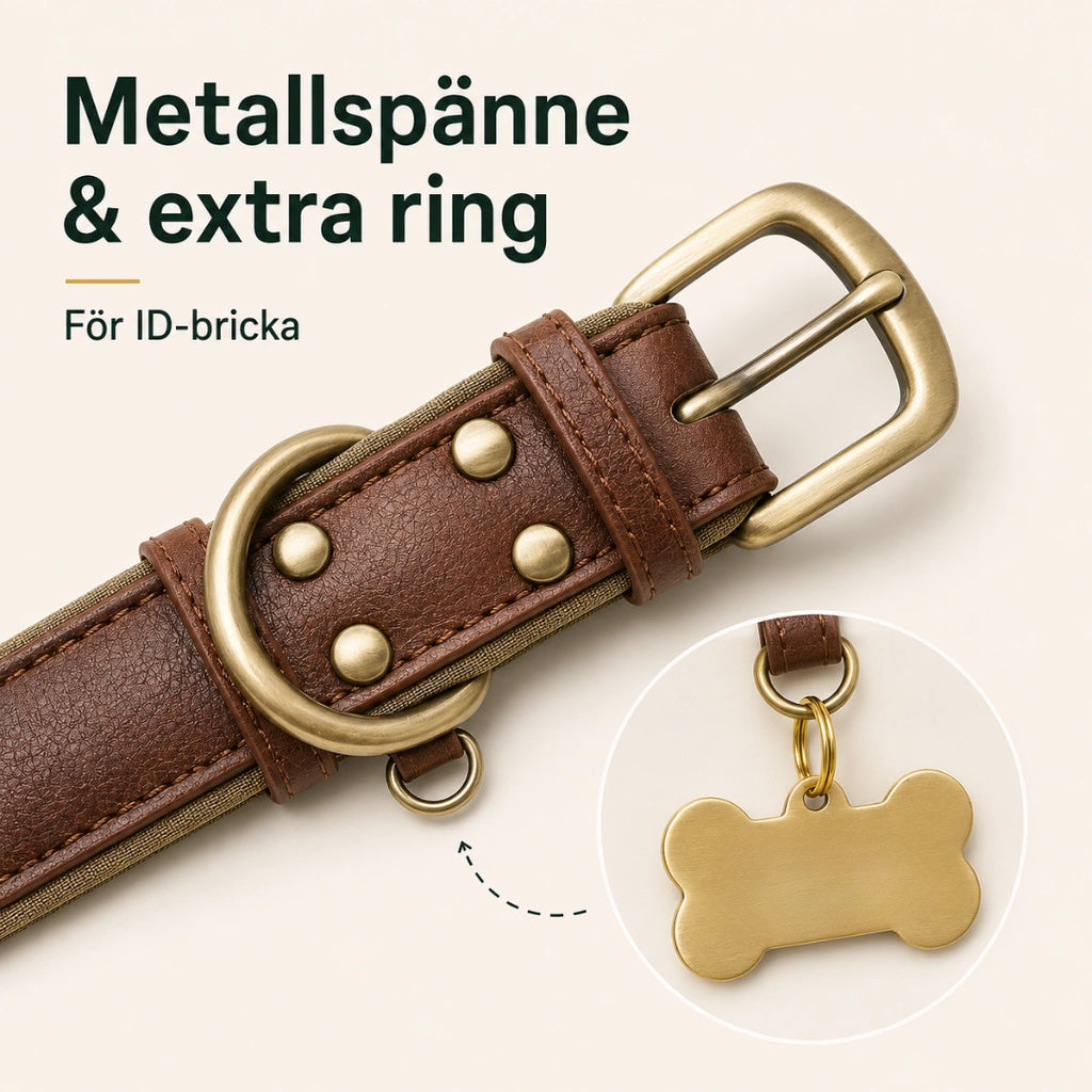 Tagley läderhalsband med extra liten D-ring - Djurslottet