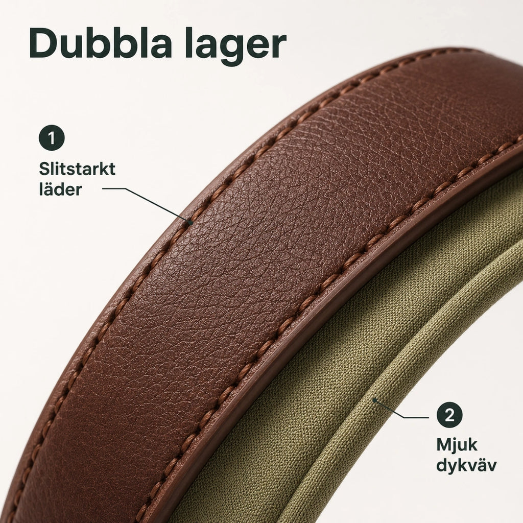 Tagley läderhalsband i dubbla lager läder - Djurslottet