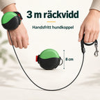 Handsfree Hundkoppel för Handleden - 3 meter räckvidd och 8 cm koppelhus - Djurslottet