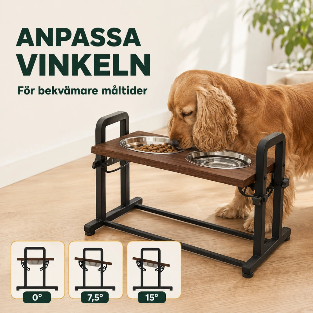 PawHut Upphöjd Hundskål med lutning 0, 7,5 och 15 grader - Djurslottet