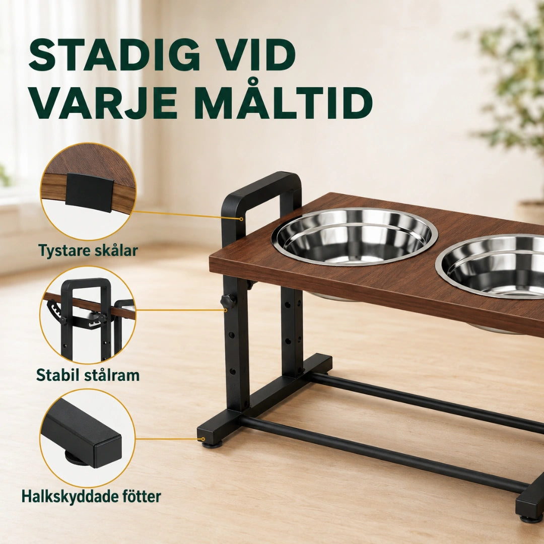 PawHut Upphöjd Hundskål med stålram och halkskyddade fötter - Djurslottet