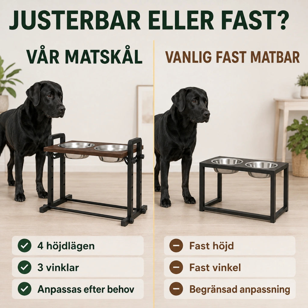 PawHut Upphöjd Hundskål jämförd med en fast matbar - Djurslottet