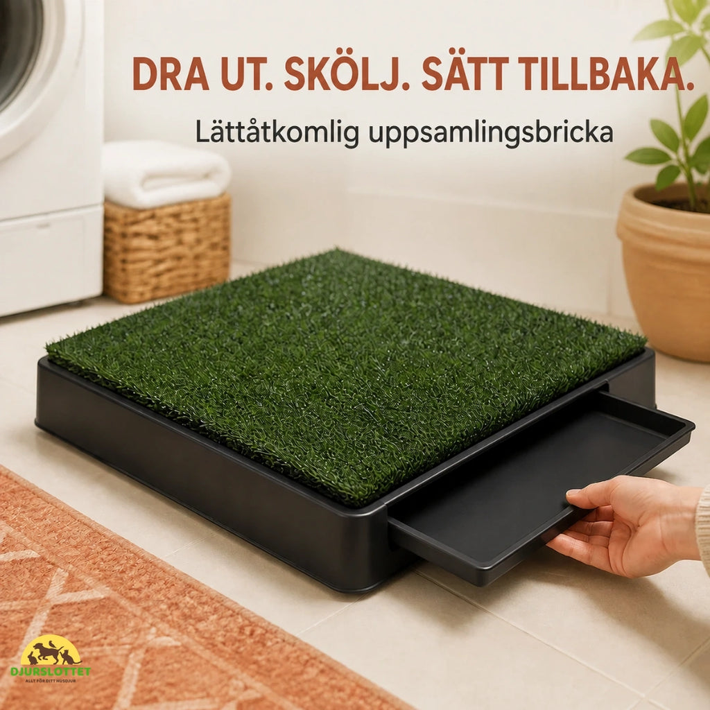 Uppsamlingsbrickan dras ut ur hundtoaletten för sköljning - Djurslottet
