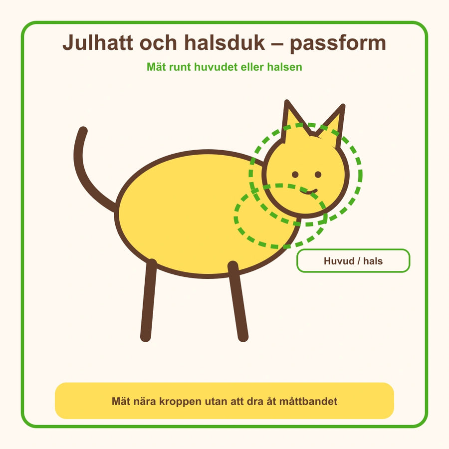 Storleksguide för Julhatt och Halsduk för husdjur med huvud- och halsmått