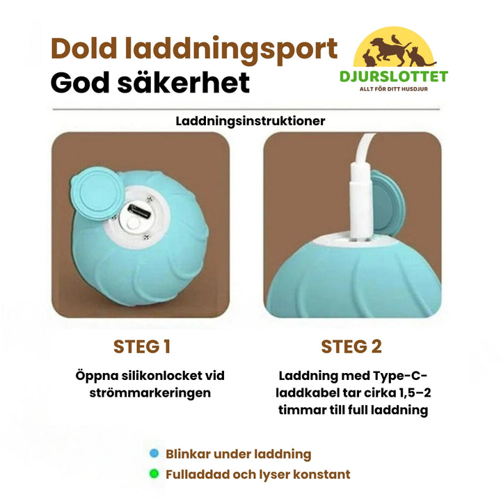 Jumping Ball för Katt - dold USB-C-laddningsport - Djurslottet
