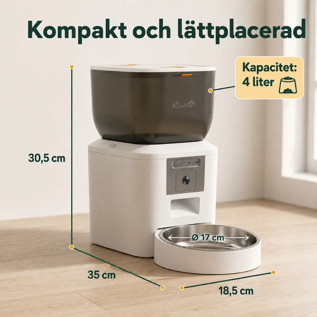 Foderautomat 18,5 cm bred, 35 cm djup och 30,5 cm hög med skål på 17 cm - Djurslottet