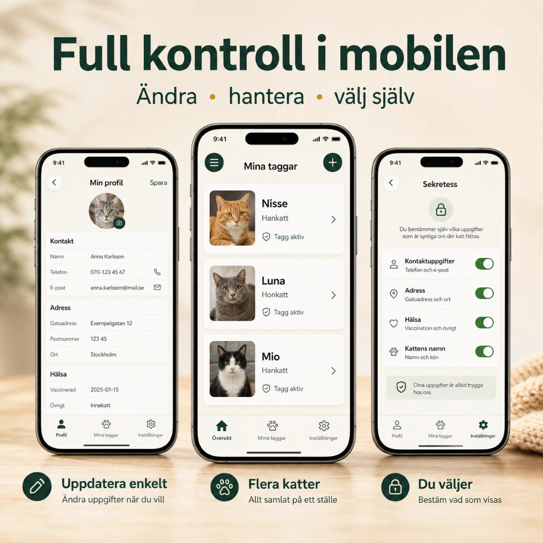 Full kontroll i mobilen med kattens QR-profil - Djurslottet