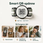 Närbild på QR-brickan och säkerhetsspännet - Djurslottet
