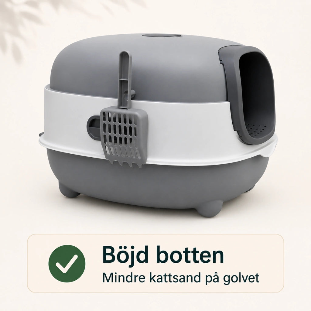 BingoPaws Stor kattlåda med tak och böjd botten - Djurslottet