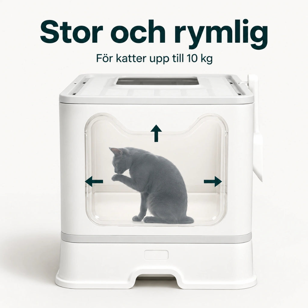 BingoPaws Kattlåda med tak och utdragbar botten stor och rymlig - Djurslottet