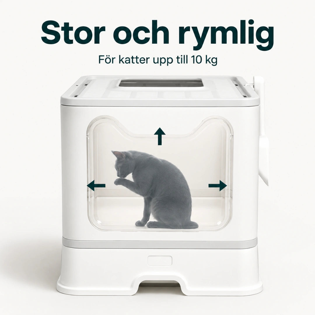 BingoPaws Kattlåda med tak och utdragbar botten stor och rymlig - Djurslottet