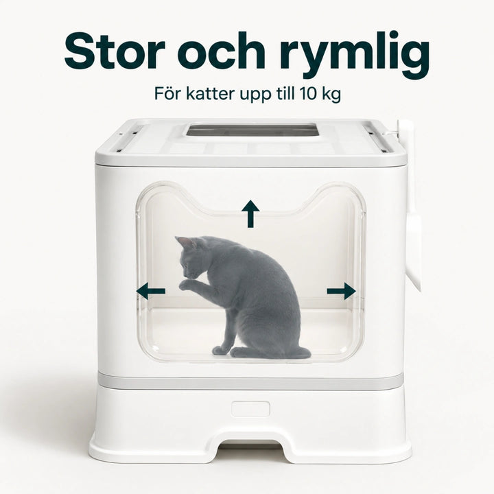 BingoPaws Kattlåda med tak och utdragbar botten stor och rymlig - Djurslottet