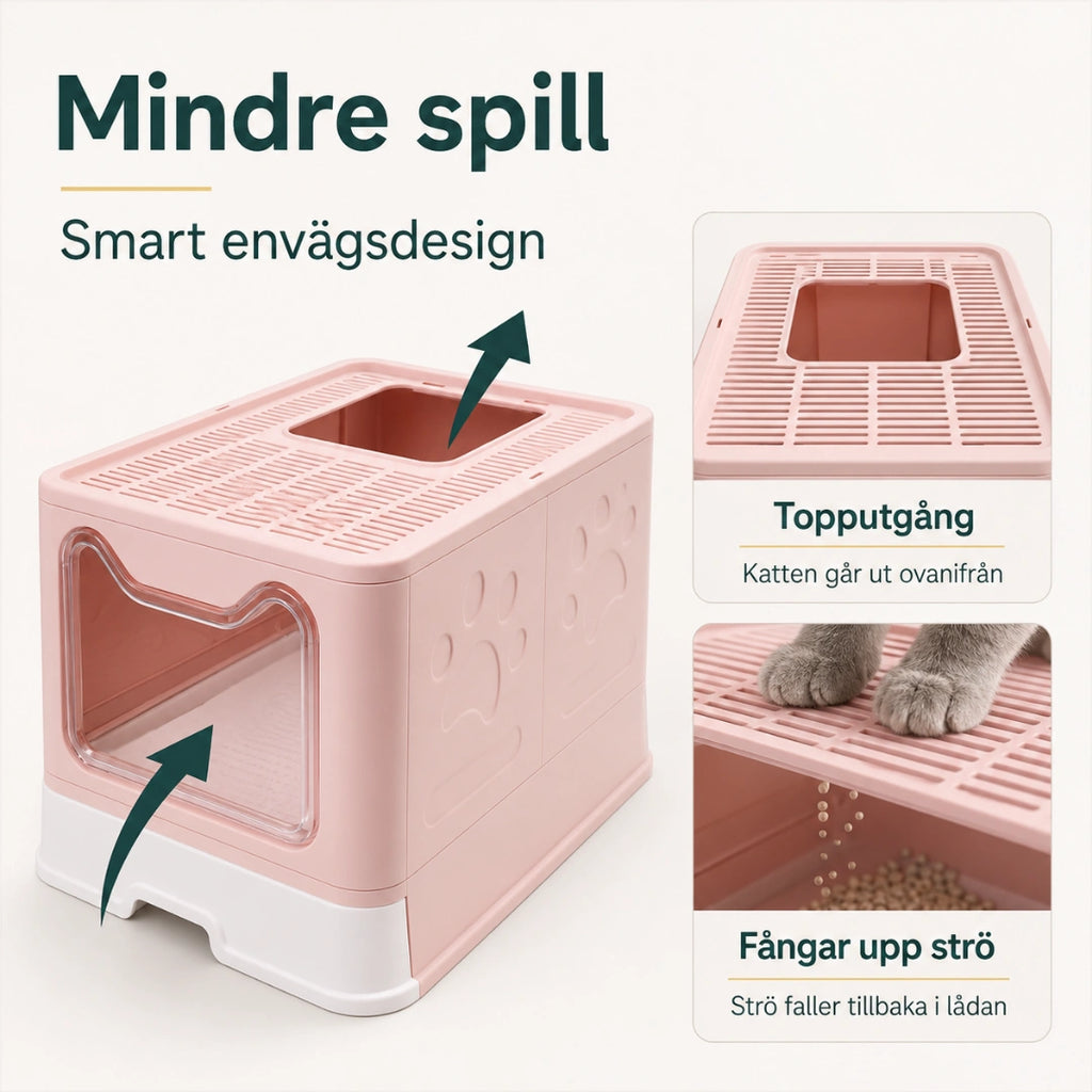BingoPaws Kattlåda med tak och utdragbar botten mindre spill - Djurslottet
