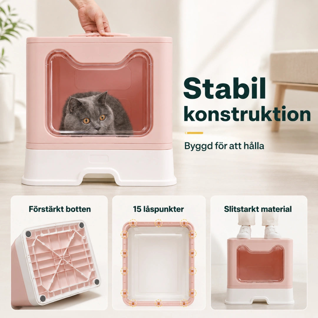 BingoPaws Kattlåda med tak och utdragbar botten stabil konstruktion - Djurslottet