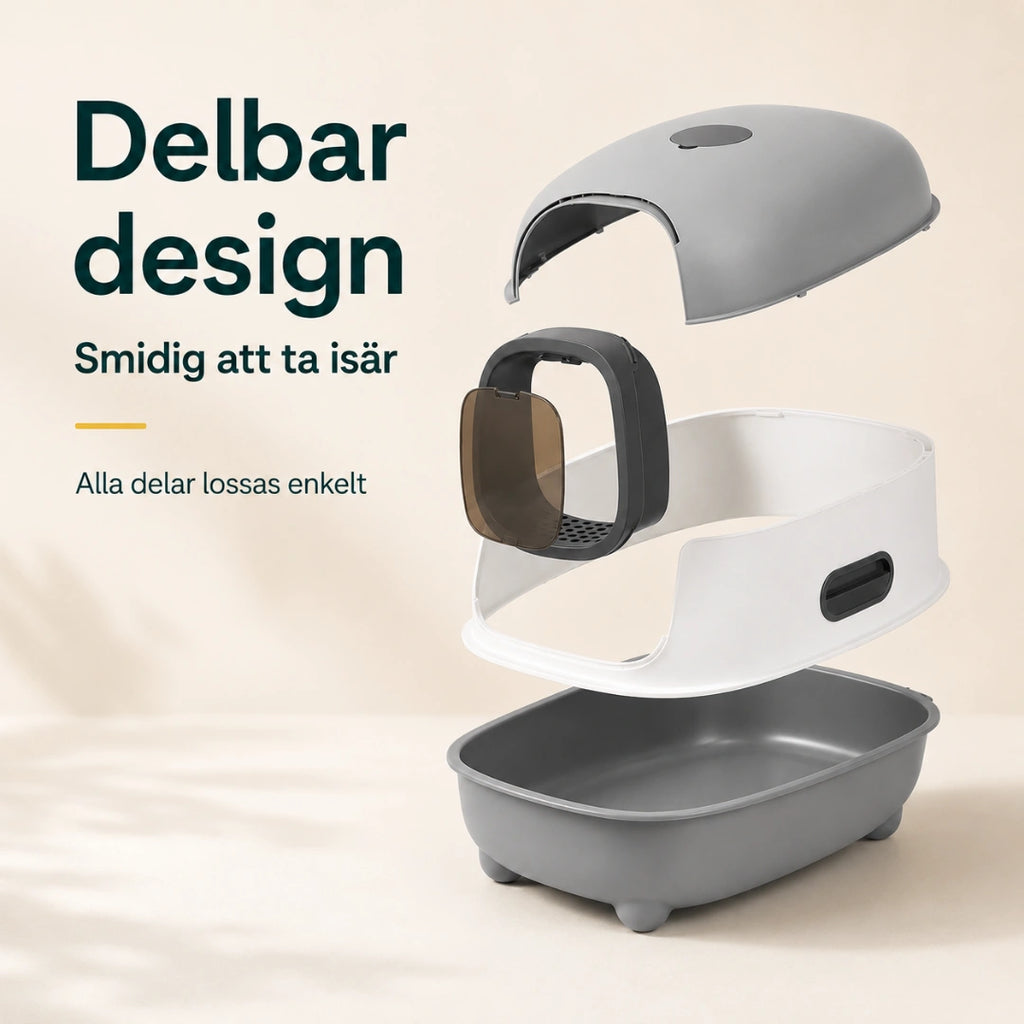 BingoPaws Stor kattlåda med tak delas i tre delar - Djurslottet