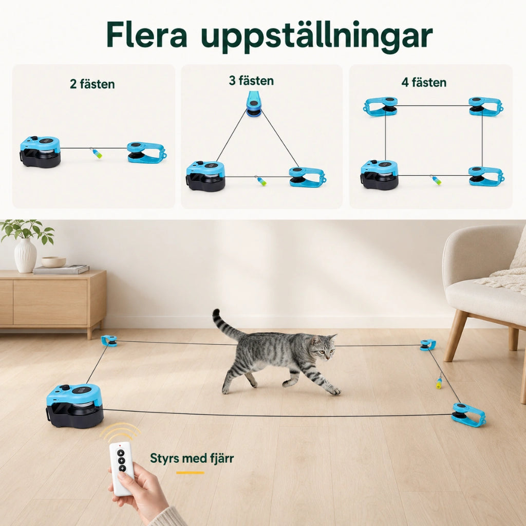 Purrnivo Automatisk Snörleksak med flera uppställningar - Djurslottet