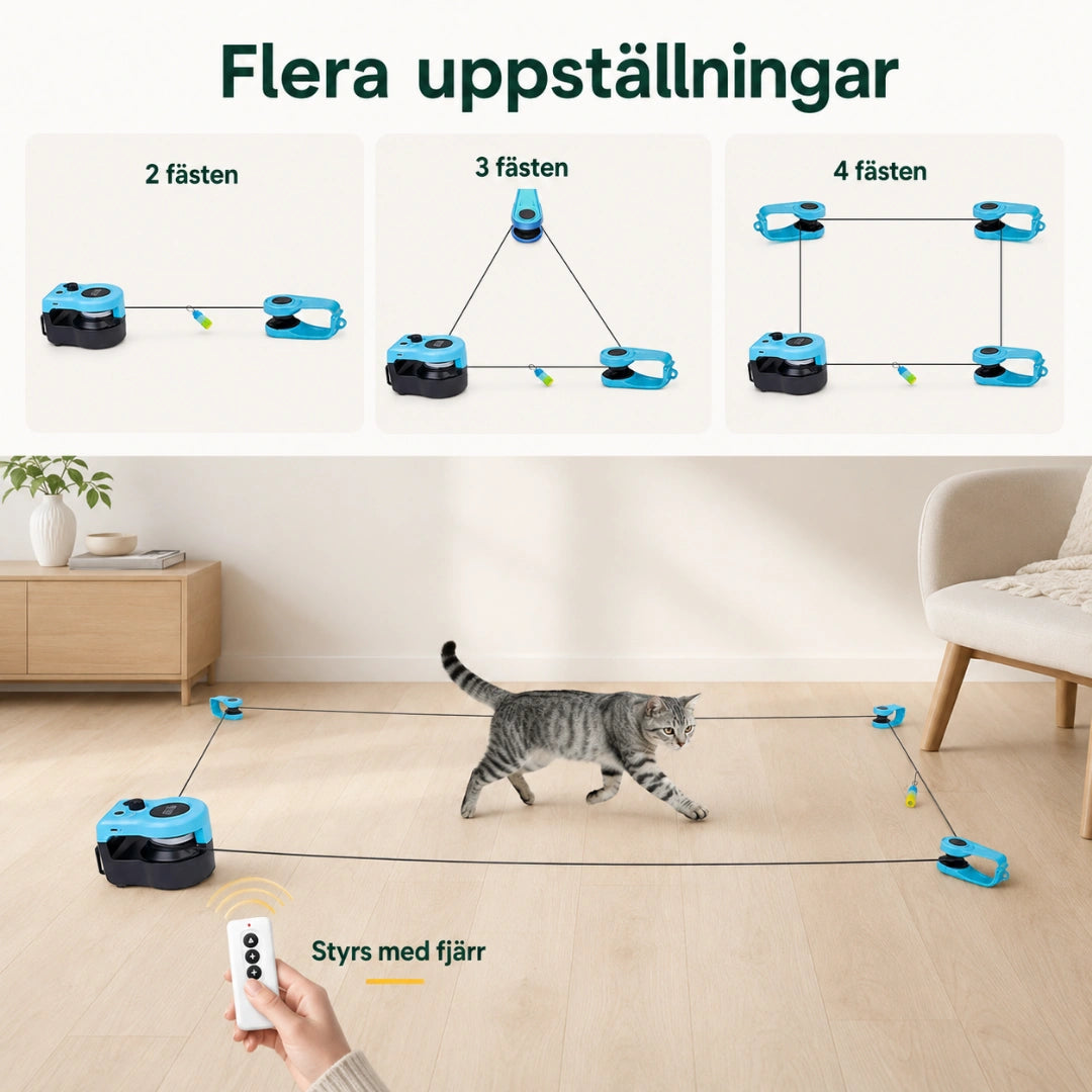 Purrnivo Automatisk Snörleksak med flera uppställningar - Djurslottet