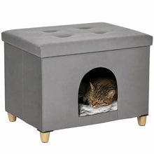 PawHut Katthus och Sittpuff 2-i-1