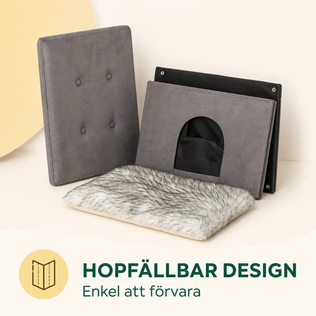 PawHut Katthus och Sittpuff 2-i-1 – Hopfällbar design som är enkel att förvara – Djurslottet