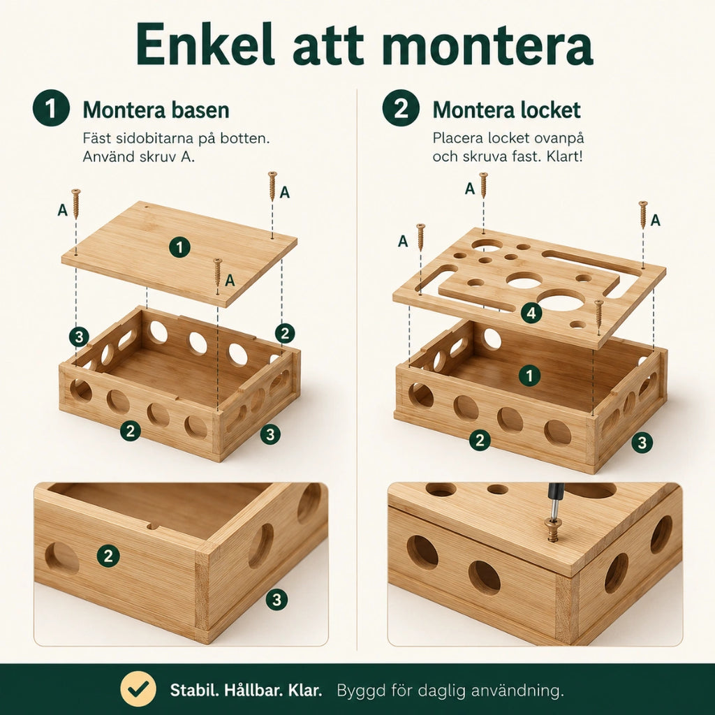 Enkel att montera, kattpussel i trä - Djurslottet
