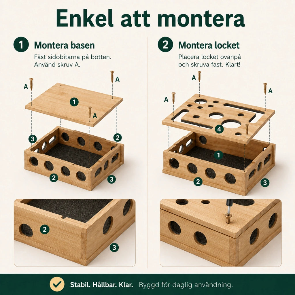 Enkel montering av kattpussel i trä - Djurslottet