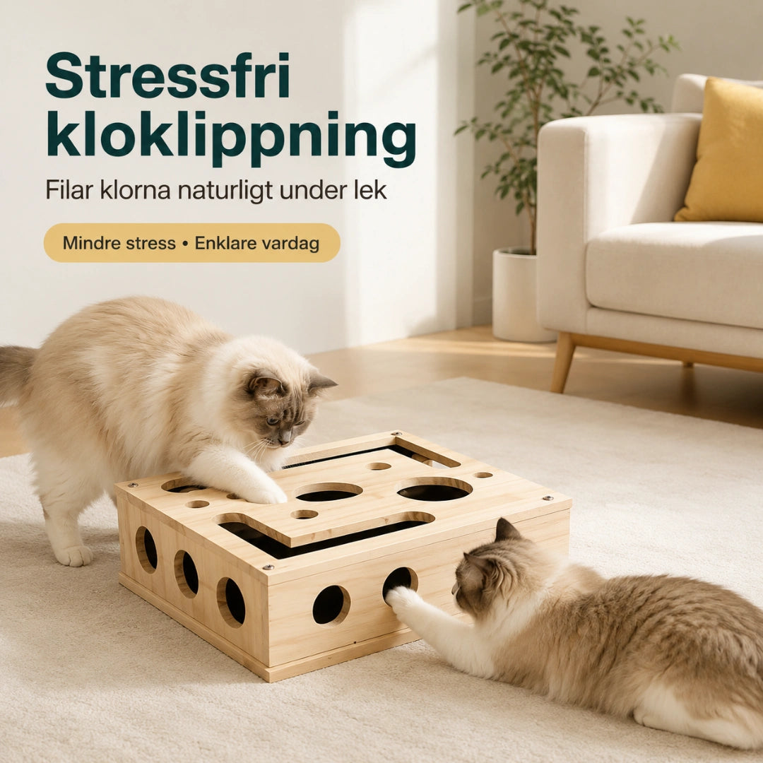 Kattpussel med klofil ger stressfri klovård för katt - Djurslottet