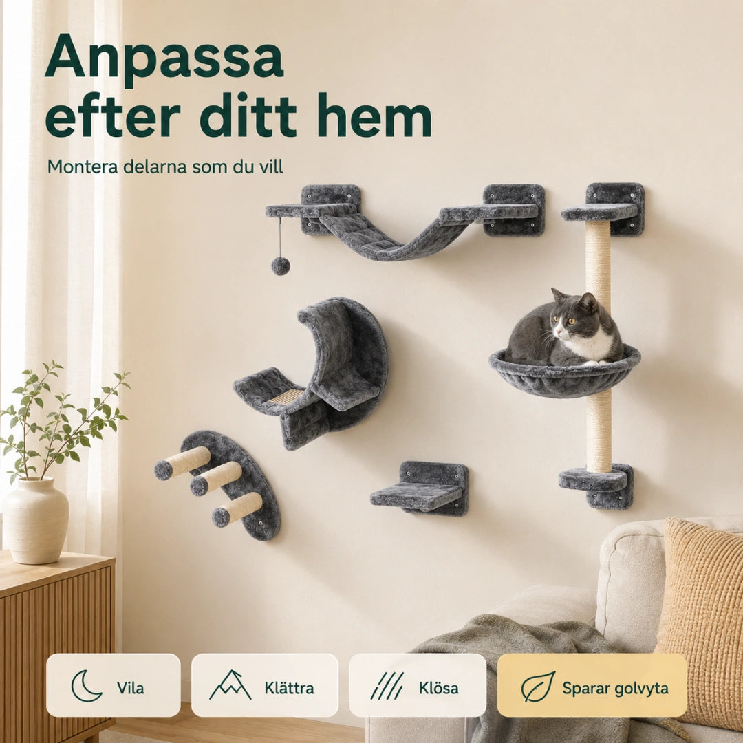 Anpassa kattväggen efter ditt hem för vila och klättring - Djurslottet