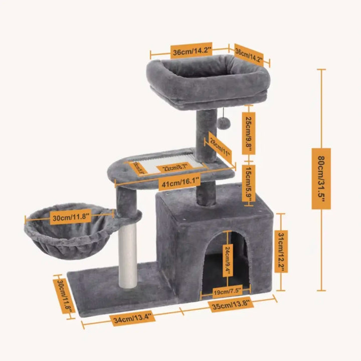 klösträd kort och bred grå storlek - Djurslottet