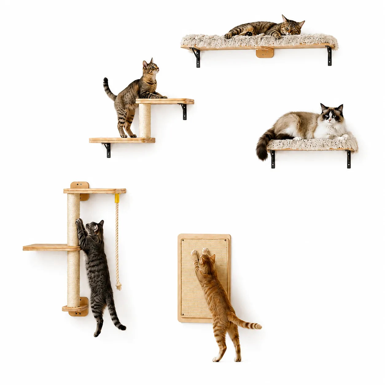 PAWZ väggmonterad klösbräda i beige för katt - Djurslottet