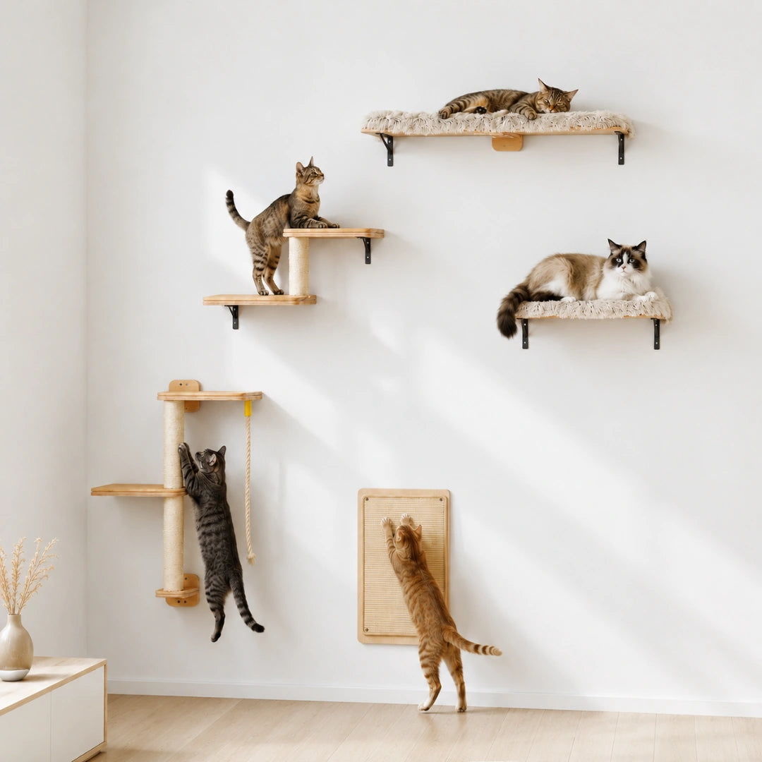 PAWZ väggmonterad klösbräda i beige för katt - Djurslottet