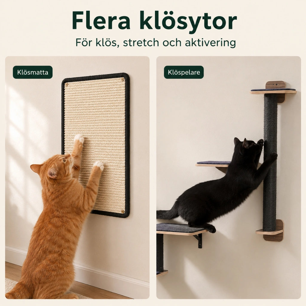 PAWZ väggmonterad klösbräda med flera klösytor - Djurslottet