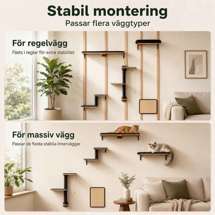PAWZ väggmonterad klösbräda med stabil väggmontering - Djurslottet