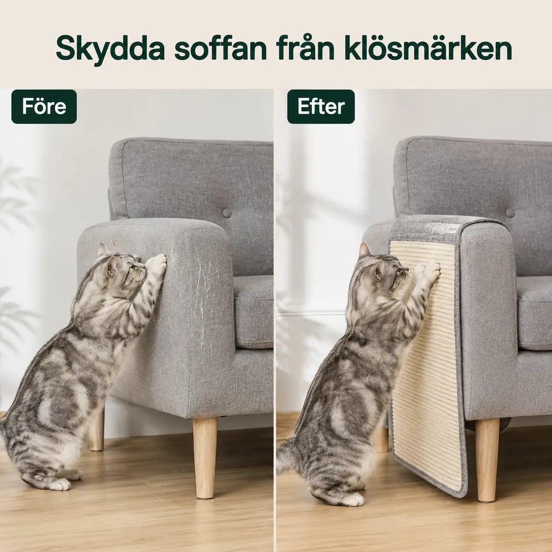 PawHut Klösskydd för Soffa 2-pack – PawHut Klösskydd för Soffa före och efter klösmärken på soffan – Djurslottet