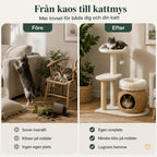 Före och efter med PawHut Klösträd med Kattgrotta i hemmet - Djurslottet