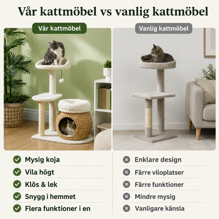 PawHut Klösträd med Kattgrotta jämfört med en vanlig kattmöbel - Djurslottet