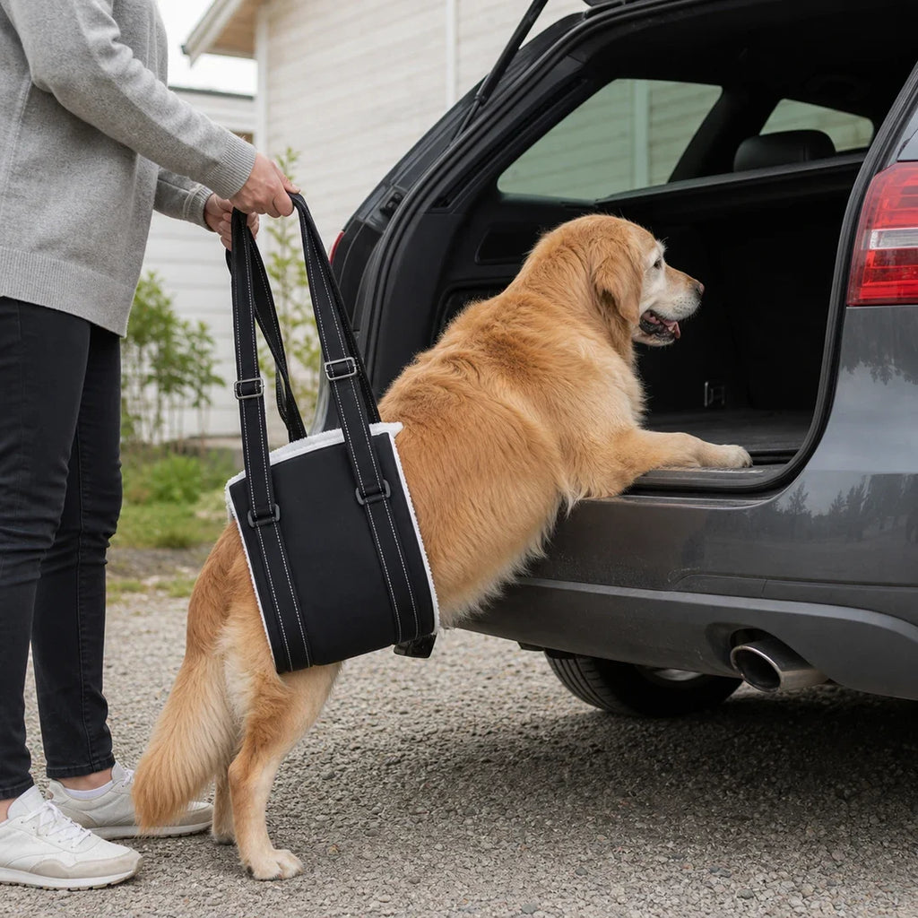 DogHalo lyftsele hjälper en hund upp i bagageluckan - Djurslottet