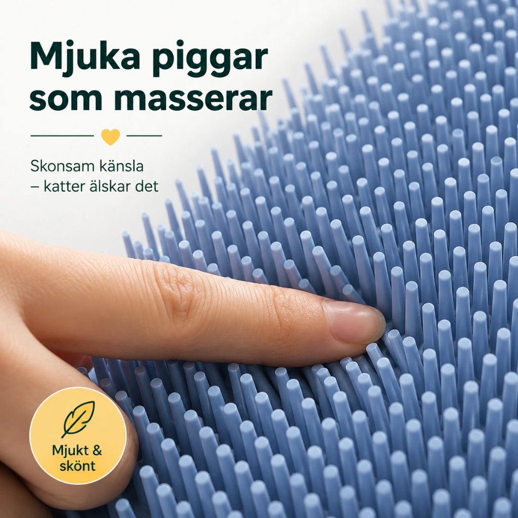 Närbild på mjuka piggar på massagematta för katt - Djurslottet