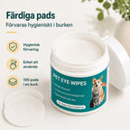 Burk med 100 ögonrengöringspads för hund och katt - Djurslottet