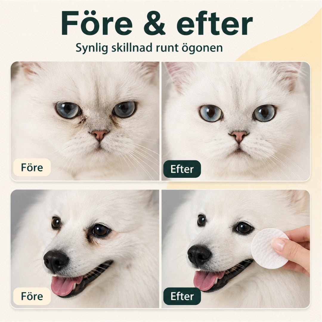 TailCare ögonrengöring före och efter på tårfläckar - Djurslottet