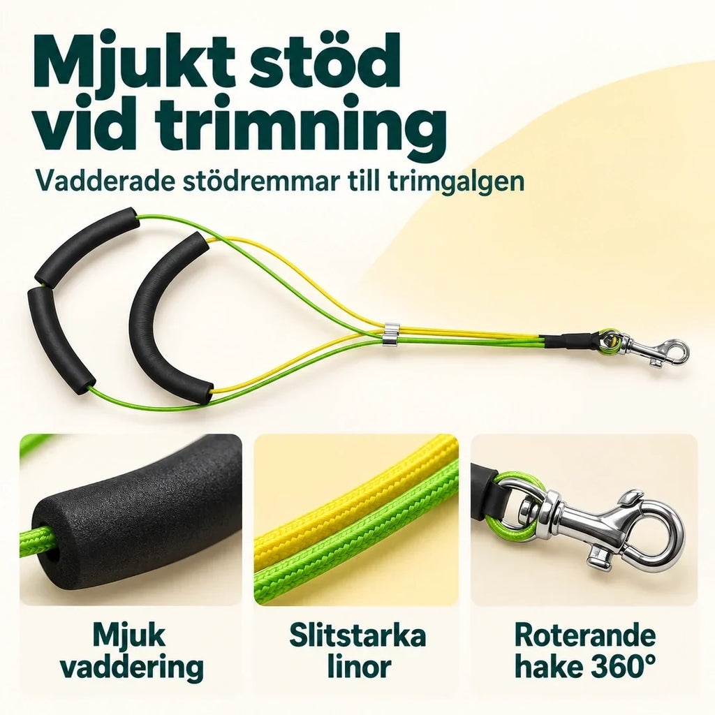 Trimgalge för Hund & Katt – Vadderade stödremmar och roterande hake – Djurslottet