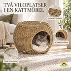 PawHut Katthus med Dyna – Två viloplatser i en kattmöbel – Djurslottet