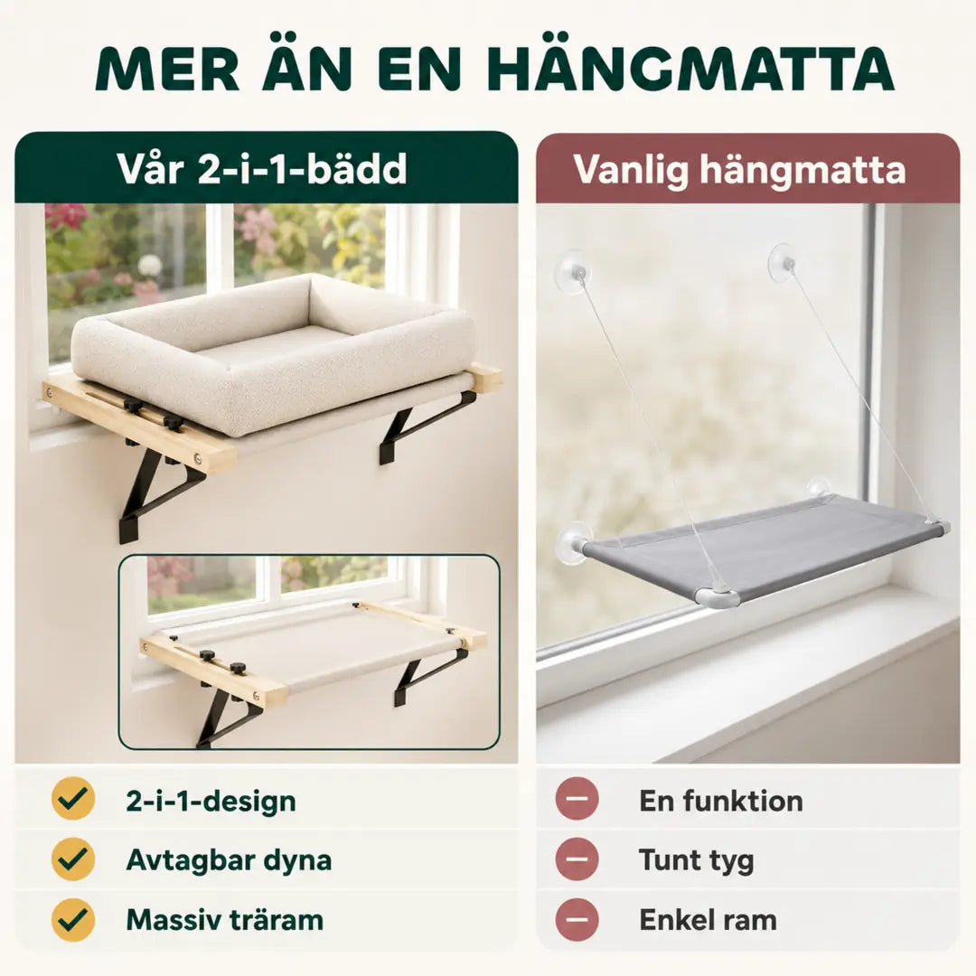 PawHut Fönsterbädd för Katt – Jämförd med en vanlig katthängmatta med sugproppar – Djurslottet