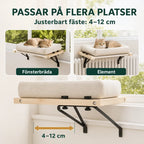 PawHut Fönsterbädd för Katt – Med justerbart fäste 4 till 12 cm för fönsterbräda och element – Djurslottet