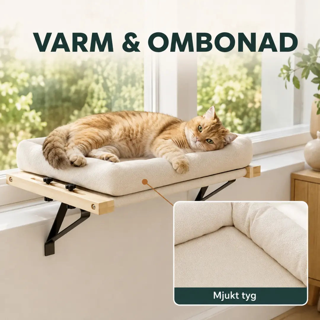 PawHut Fönsterbädd för Katt – Med varm och ombonad chenilledyna – Djurslottet