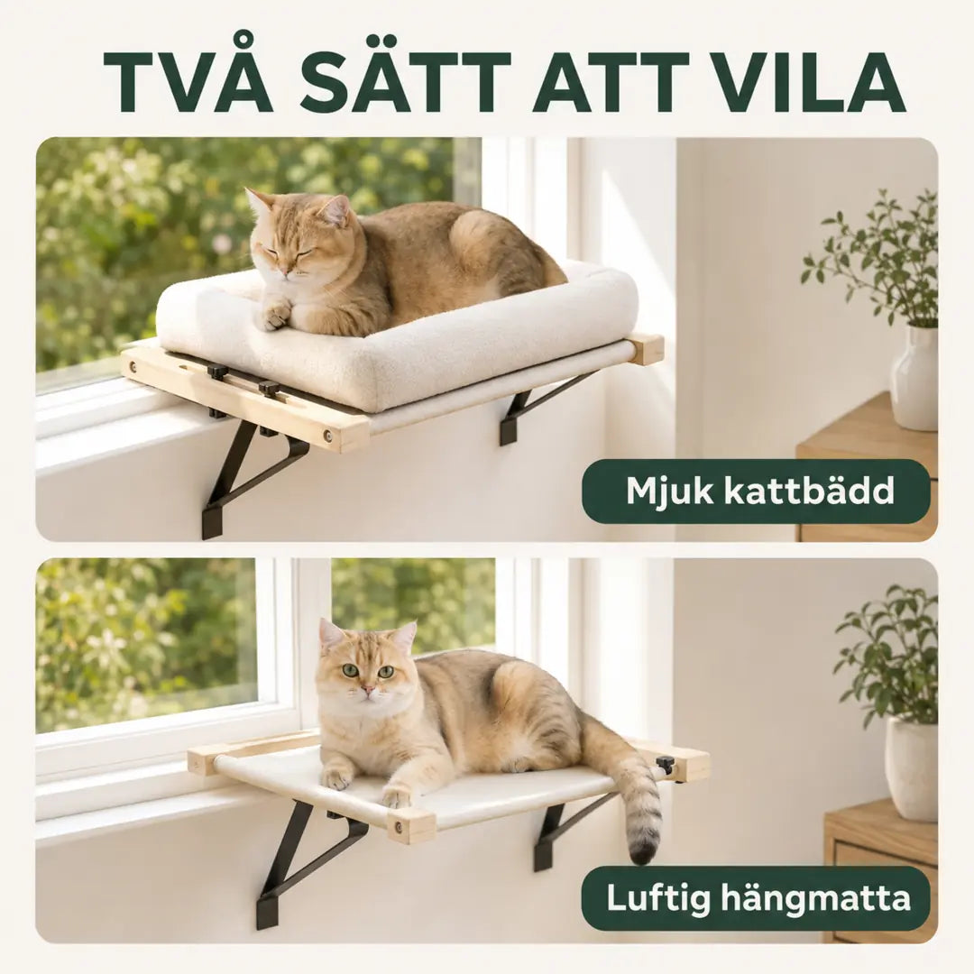 PawHut Fönsterbädd för Katt – Som mjuk kattbädd eller luftig hängmatta – Djurslottet