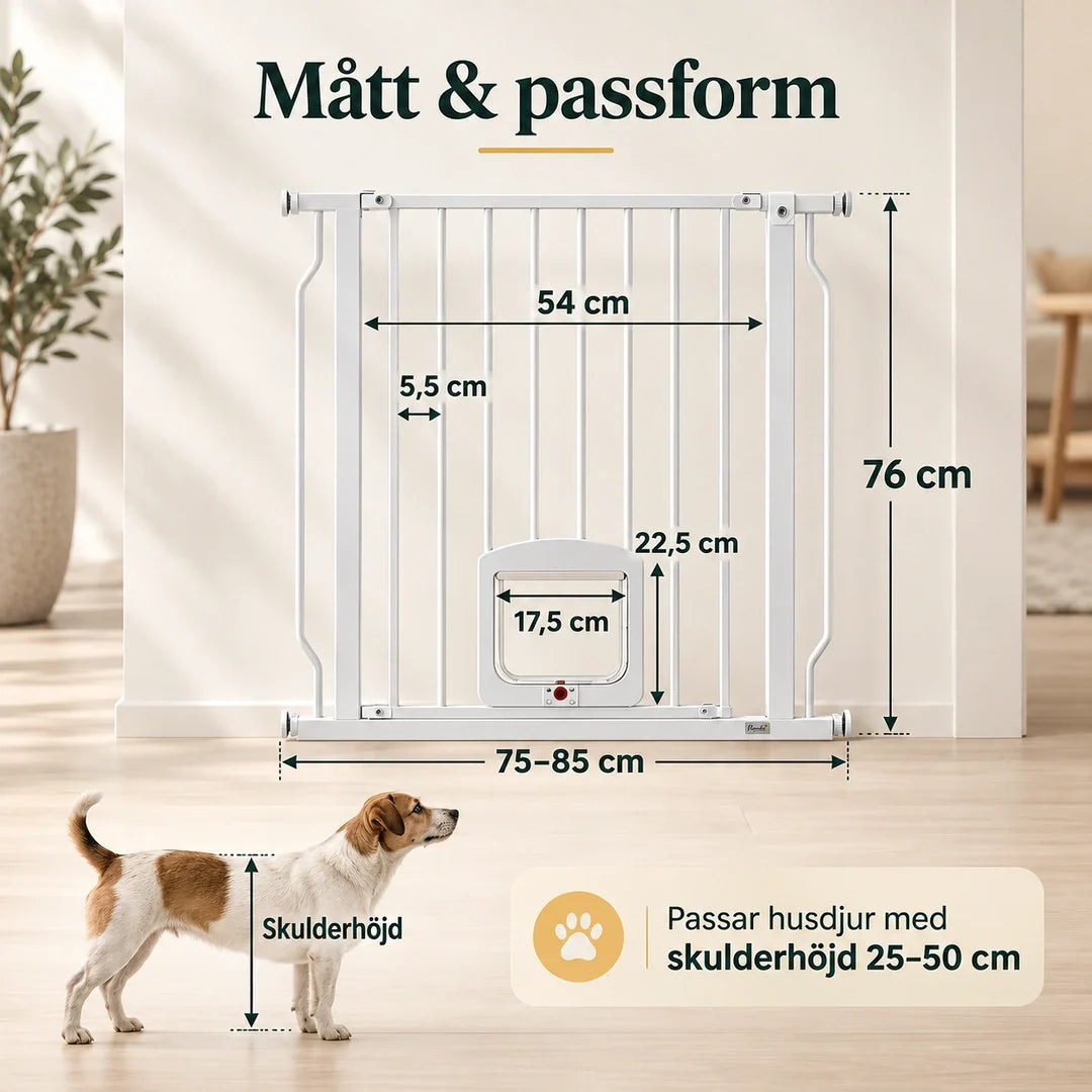 PawHut Hundgrind med Fyrvägs Kattlucka - Mått och passform - Djurslottet