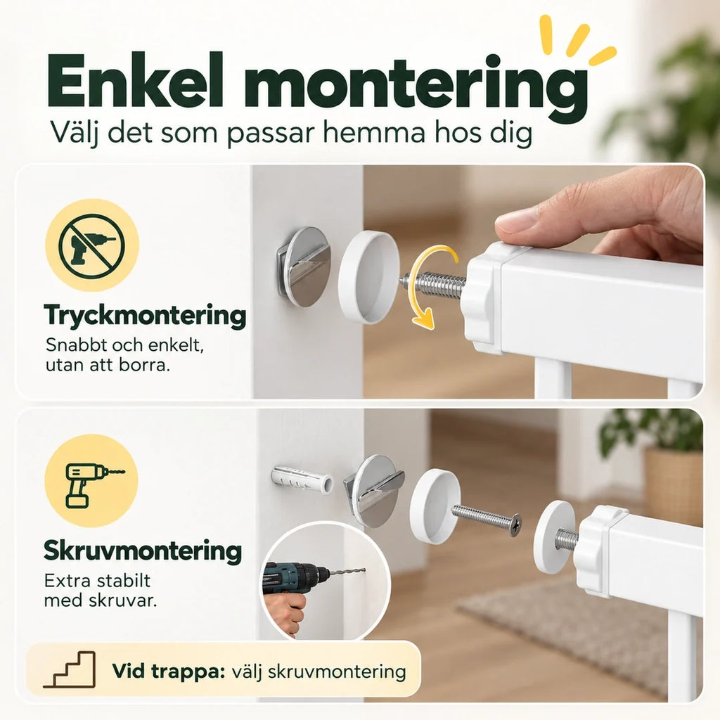 PawHut Hundgrind med Fyrvägs Kattlucka - Tryckmontering och skruvmontering - Djurslottet