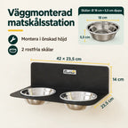 PawHut Väggmonterad Matbar – Mått och skålstorlek – Djurslottet