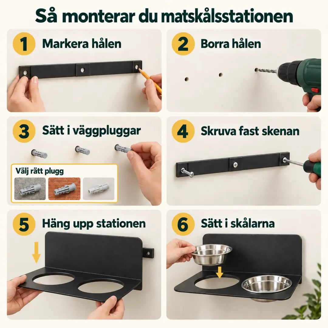 PawHut Väggmonterad Matbar – Monteringsguide steg för steg – Djurslottet
