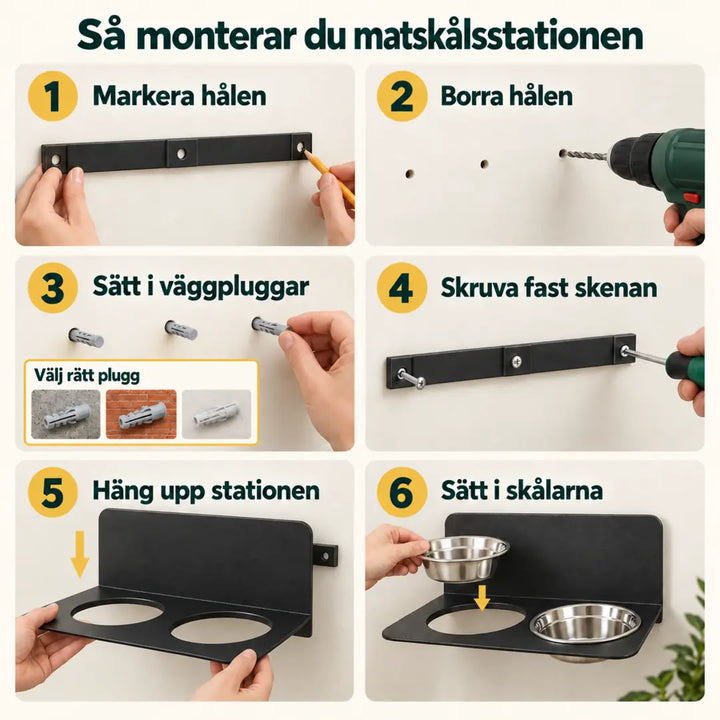 PawHut Väggmonterad Matbar – Monteringsguide steg för steg – Djurslottet